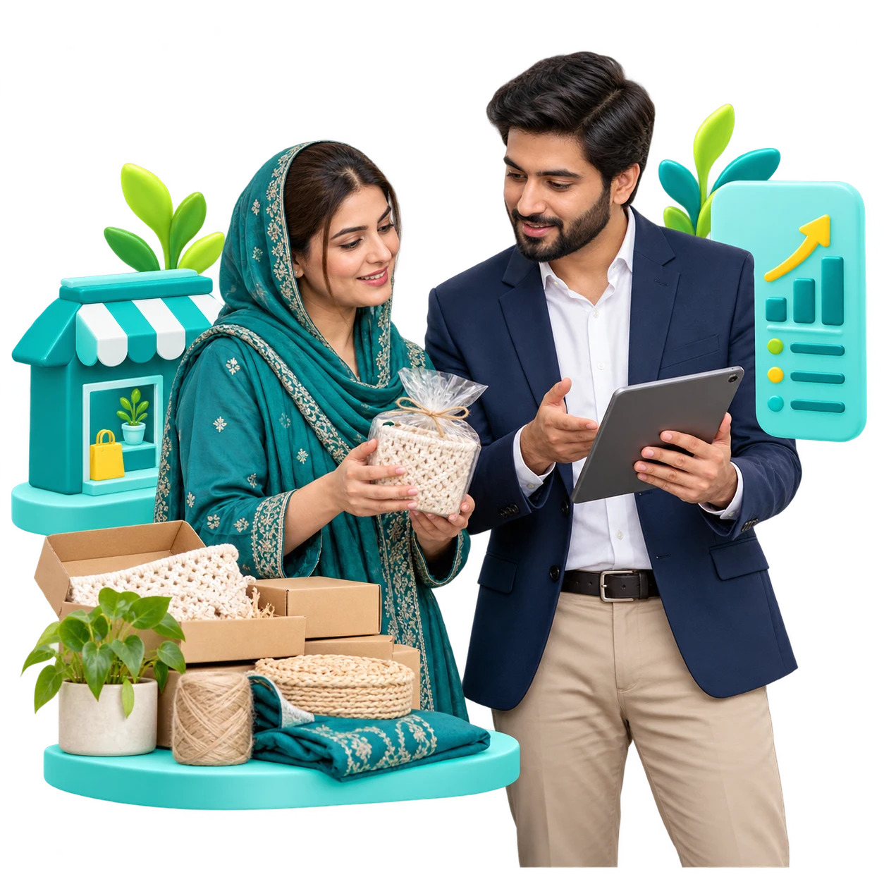 Small-business owner discussing digital support with a consultant