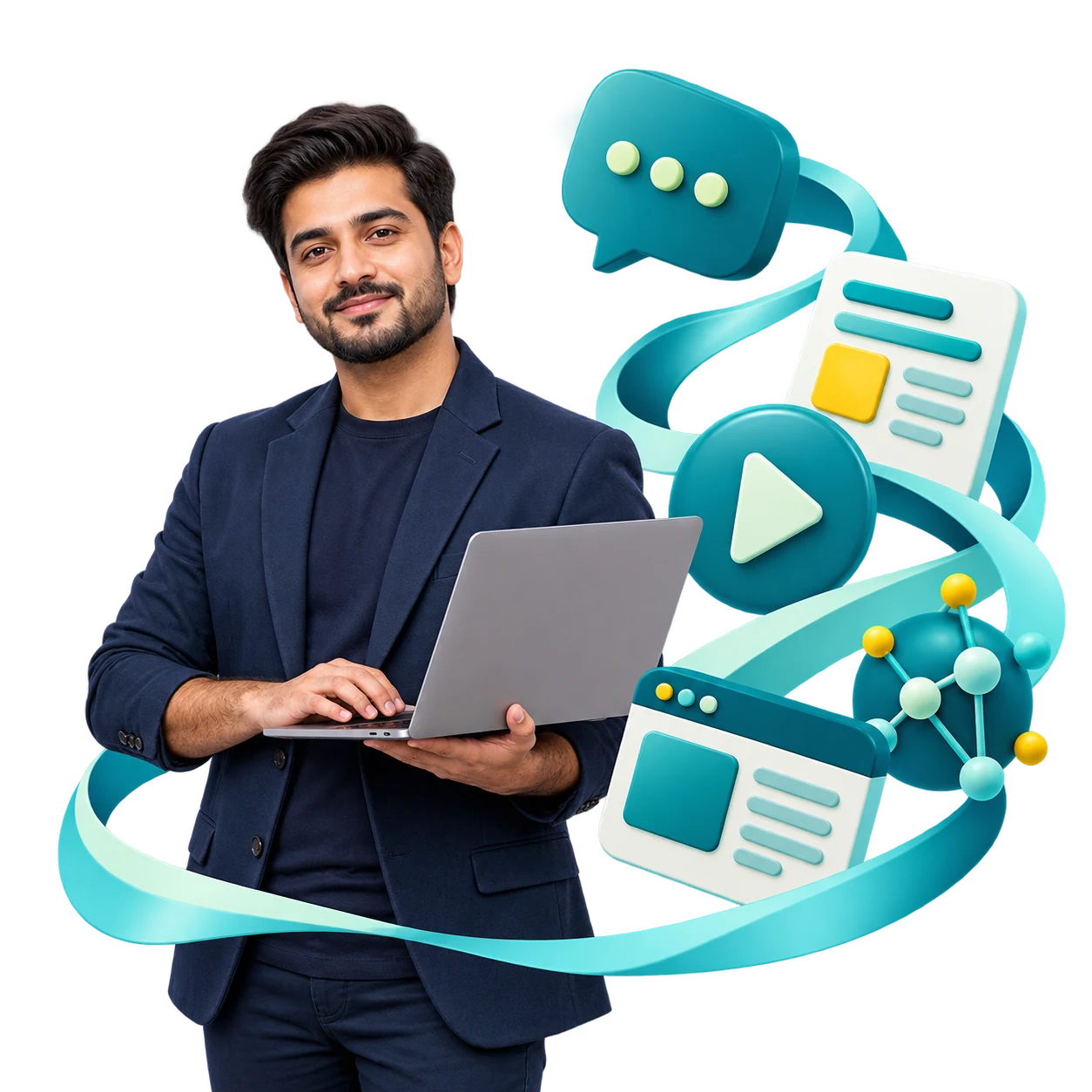 Digital consultant with visual symbols for five digital services
